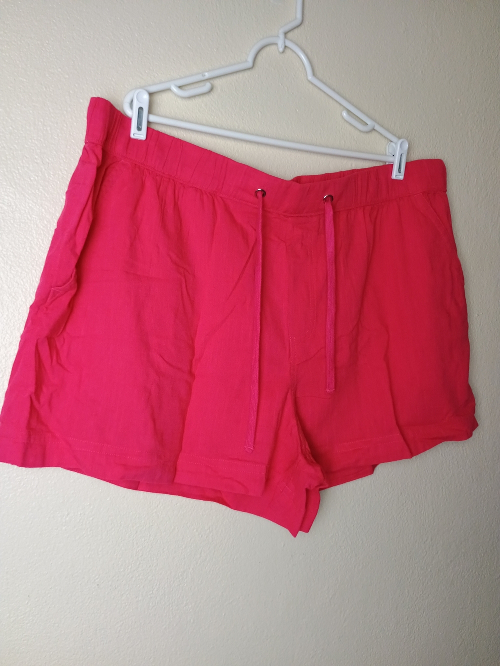TS Linen Short Plus Size 2X(20W-22W) Drawstring - Raspberry Stone - Picture 3 of 7